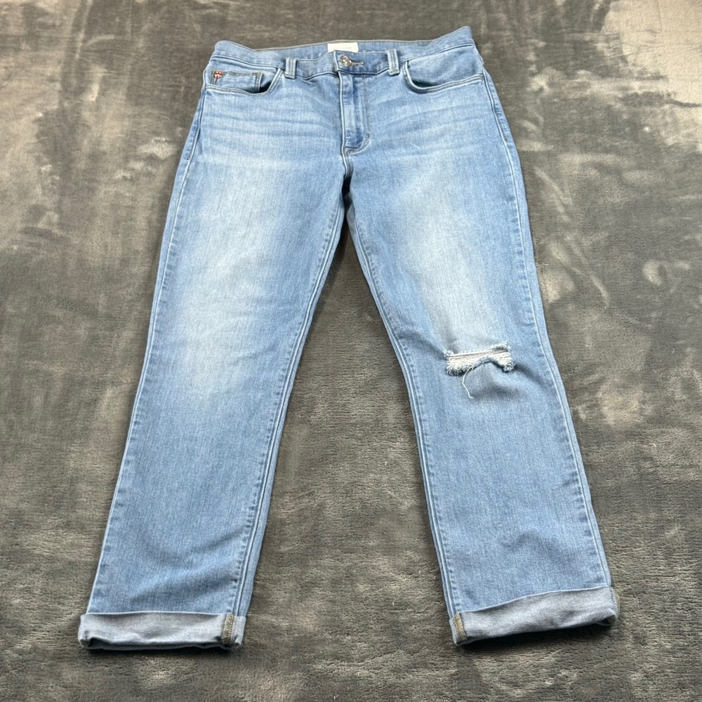 Hudson Blair Pollie High Rise Straight Leg Jeans Light Wash Distressed 27